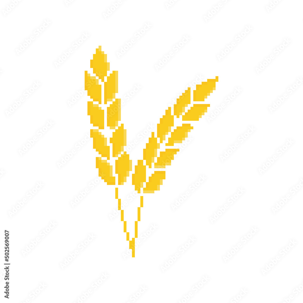 pixel wheat icon. Vector pixel art gluten 8 bit logo for game pixel wheat icon. Vector pixel art gluten 8 bit logo for game