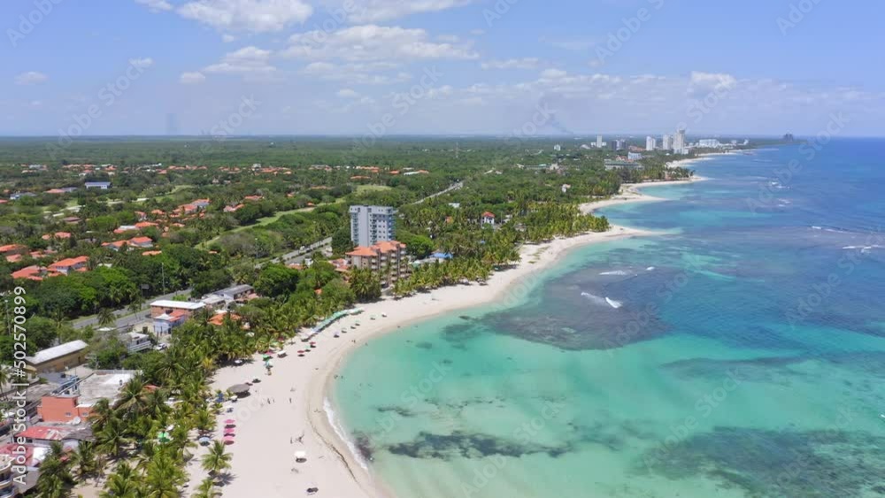 Aerial drone view of Juan Dolio beach and coastline in Dominican Republic. Aerial Aerial drone view of Juan Dolio beach and coastline in Dominican Republic. Aerial