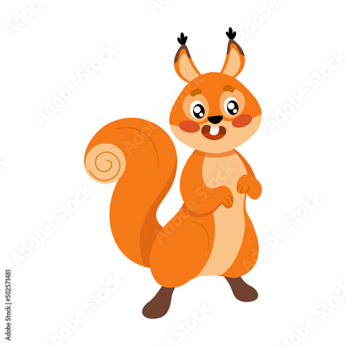 cute red-haired cartoon squirrel on a white background