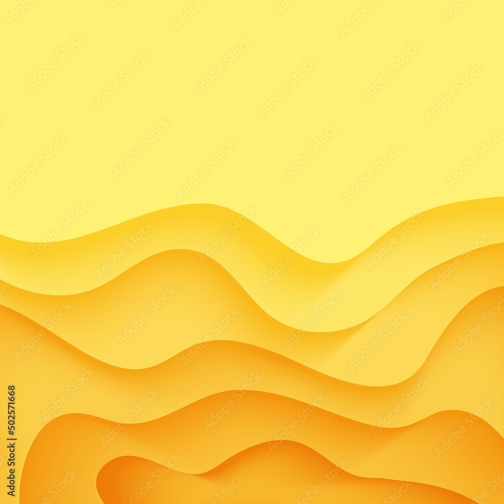 Abstract yellow background in cut paper style. Cutout orange wallpaper. Wavy template for save the Earth posters, eco brochures, business presentations. Vector card illustration of papercut background Abstract yellow background in cut paper style. Cutout orange wallpaper. Wavy template for save the Earth posters, eco brochures, business presentations. Vector card illustration of papercut background