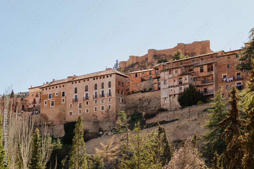 Panoramic picture of Albarracin Town, Teruel, Aragón, Spain. Horizontal picture. Sunny day in Albarracin