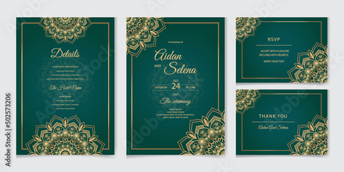Gradient golden luxury wedding invitation template