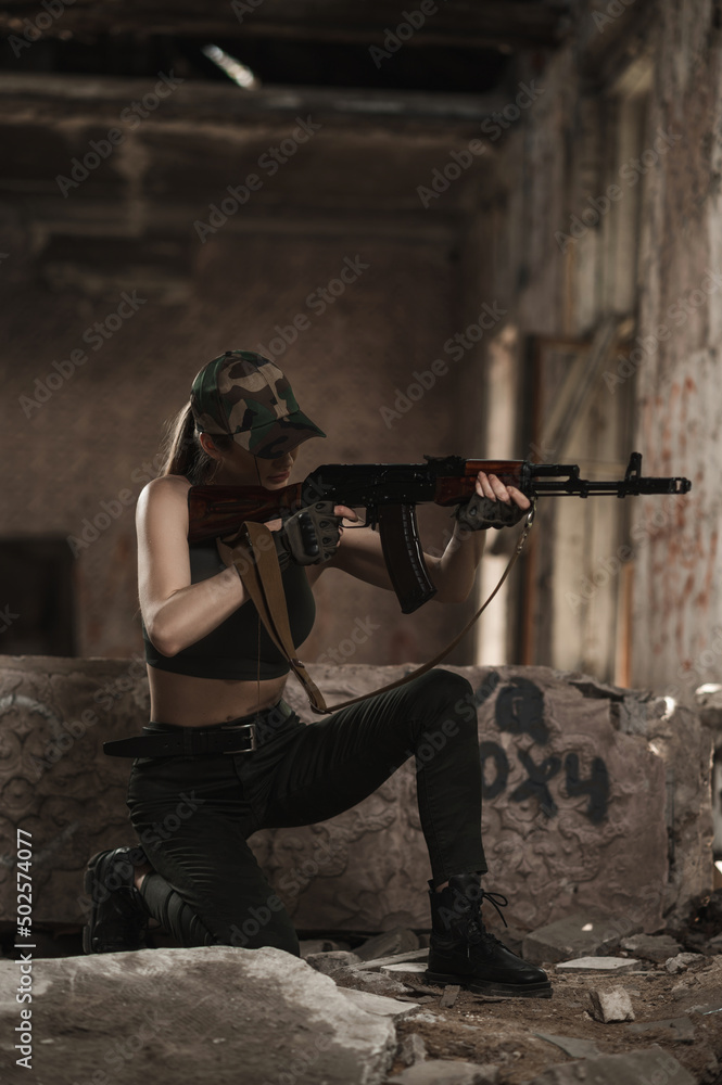 custom made wallpaper toronto digitalA military girl takes aim while sitting. Ukrainian Women's Army