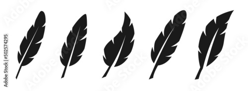 Foto Bird feather icon silhouettes collection. Vector illustration