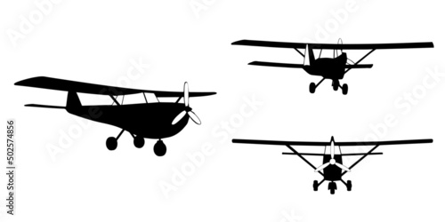 モノクロのプロペラ飛行機