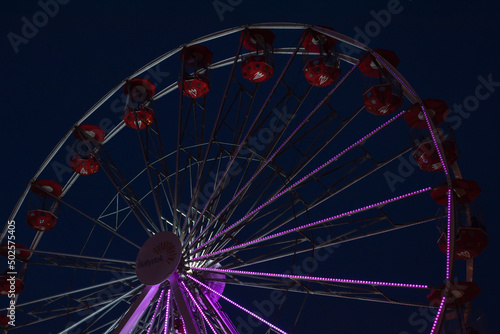 ferris wheel in the evening. Close-up