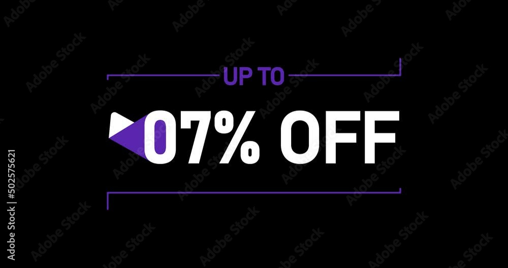 Up to 7% off, 7% off animation Isolated on black background Up to 7% off, 7% off animation Isolated on black background