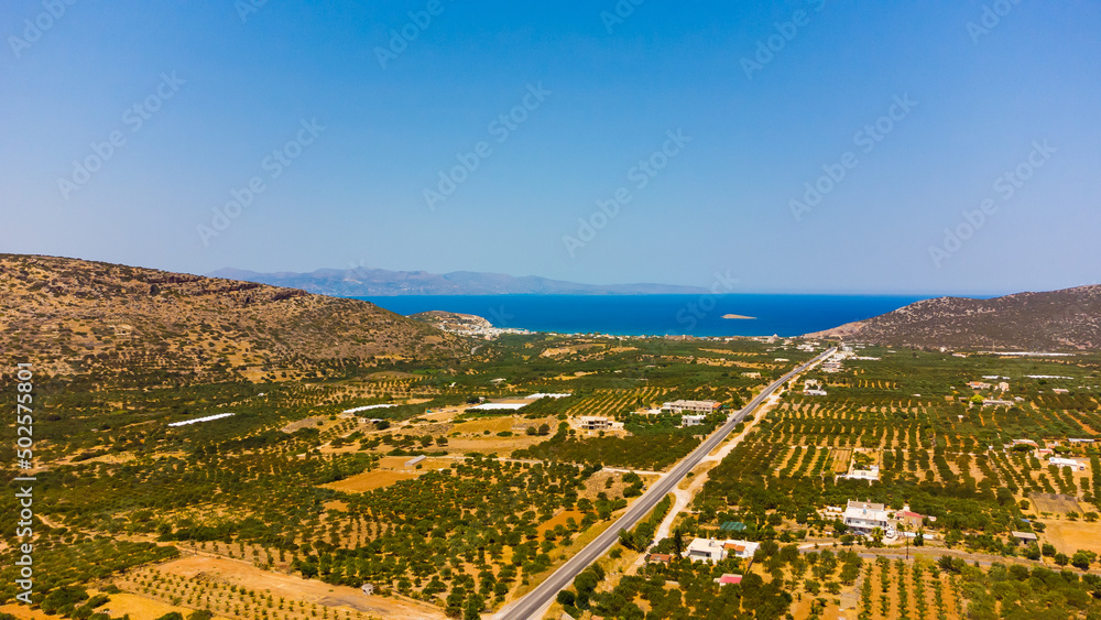Crete mountain landscape, top view.