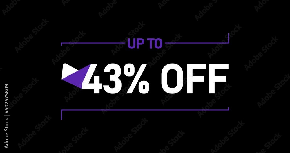 Up to 43% off, 43% off animation Isolated on black background Up to 43% off, 43% off animation Isolated on black background
