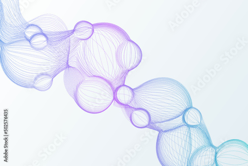 Light gradient bubble wave of particles digital background. Futuristic vector illustration in science style