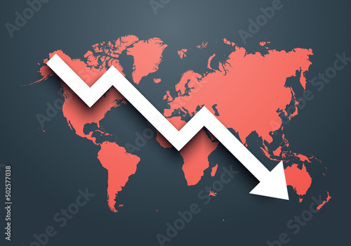 Critical World Finance Concept With Map Background