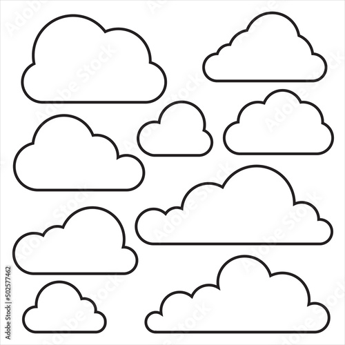 Set of clouds contour icon isolated on white background