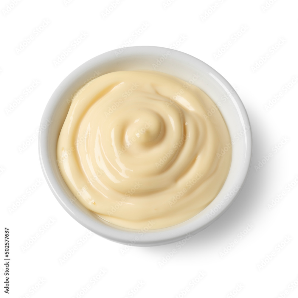 Bowl with Mayonnaise isolated on white background Bowl with Mayonnaise isolated on white background