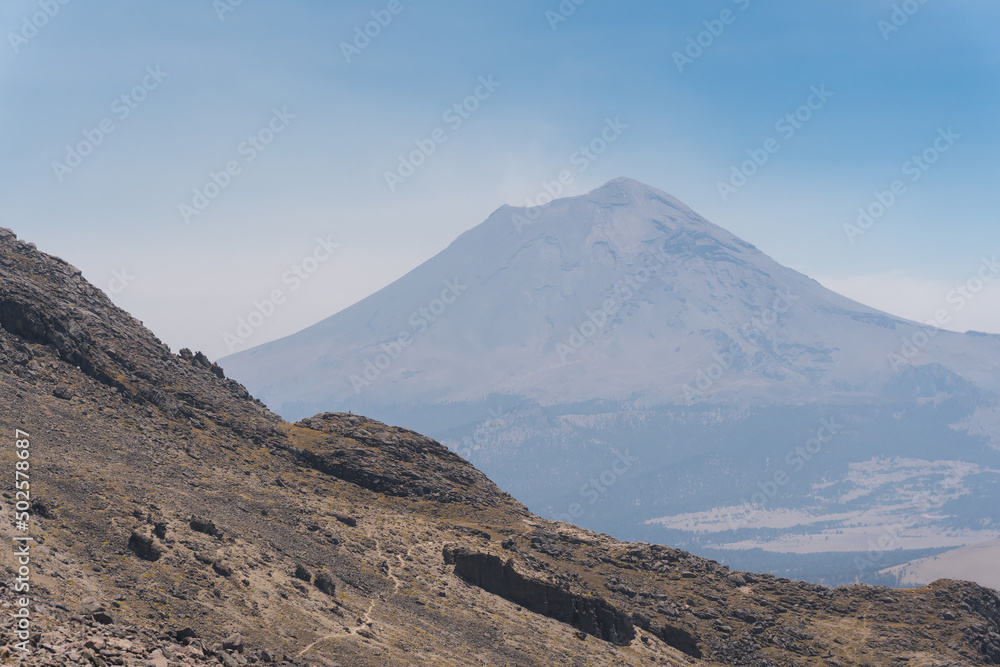Popocatepetl volcano view from Iztaccihuatl in Mexico