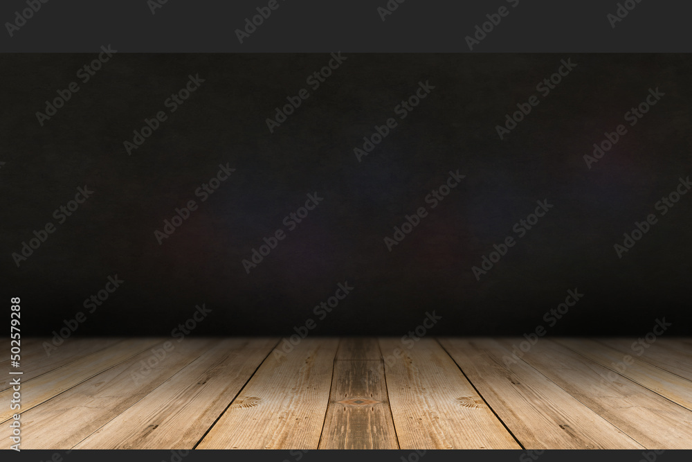Empty Wooden Planks black background
