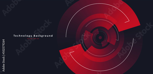 Abstract background with circle shape rotating and creating dynamic composition, red and black colors. Vector illustration
