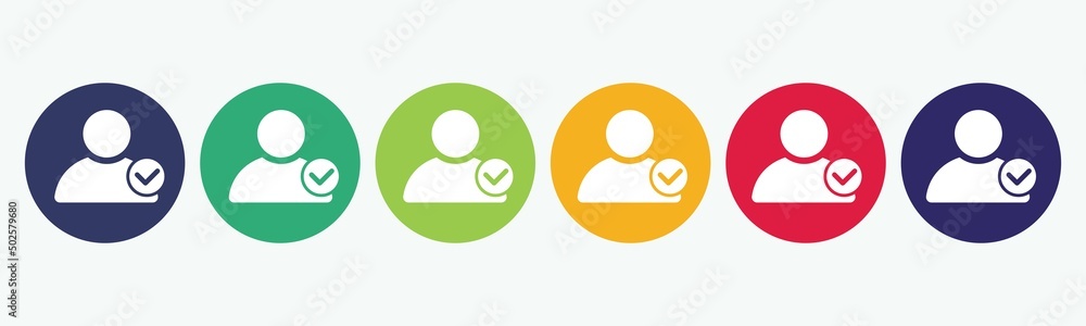 Big set of user profile icon with check mark sign isolated on white ...