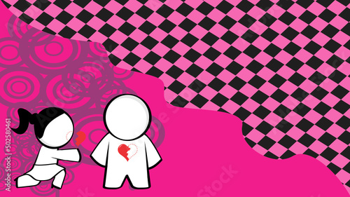 chibi kid pictogram love background illustration in vector format