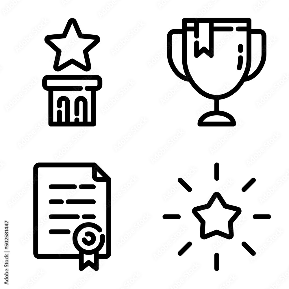 Awards And Trophy Flat Icon Set Isolated On White Background Awards And Trophy Flat Icon Set Isolated On White Background