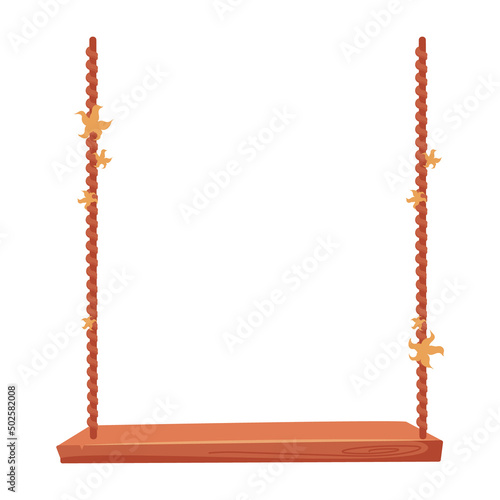 Swings semi flat color vector object. Teej festival celebration. Full sized item on white. Monsoon time in India. Simple cartoon style illustration for web graphic design and animation