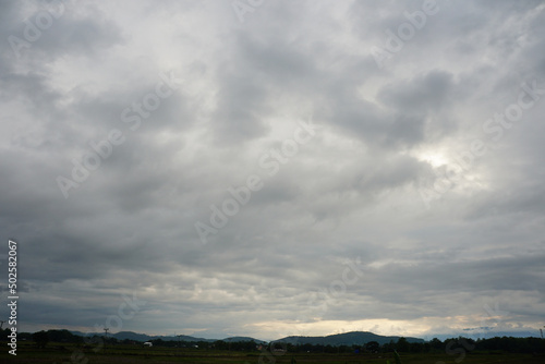 Nimbostratus clouds are dark  grey  featureless layers of cloud  thick enough to block out the Sun. Producing persistent rain.