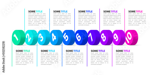 Infographic template with 10 options or steps. Vector