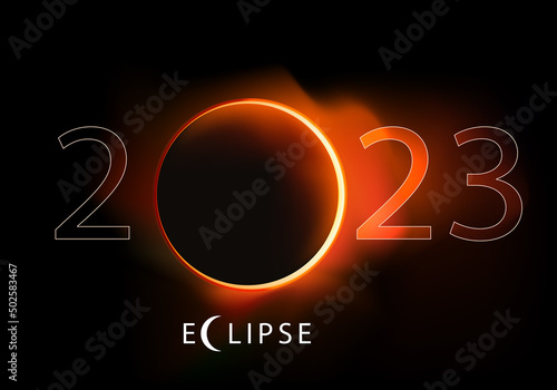Présentation de la nouvelle année 2023 sur le thème de l’astronomie, avec une éclipse totale du soleil. photo