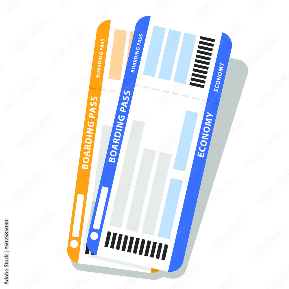 two boarding passes or airline tickets, vector illustration two boarding passes or airline tickets, vector illustration