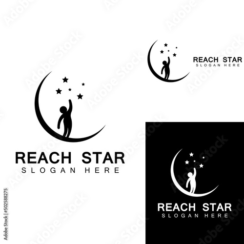 A logo to reach the stars or a logo to reach a dream or goal. Logo using concept design vector illustration template.