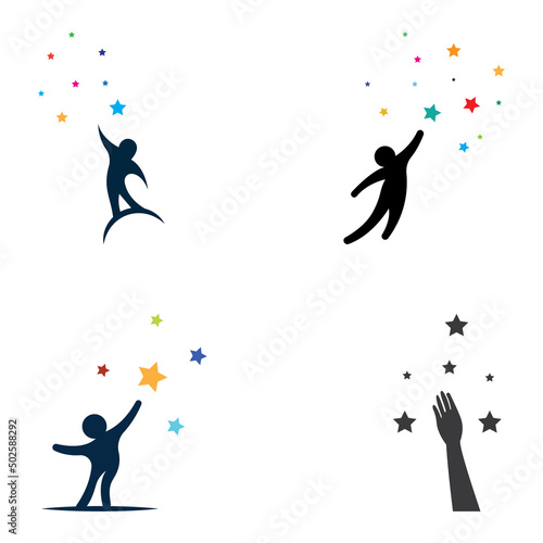 A logo to reach the stars or a logo to reach a dream or goal. Logo using concept design vector illustration template.
