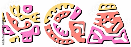 GA Hashtag. Doodle isolate text. Colored curves decorative doodle letters. Hashtag #GA is abbreviation for the US American state Georgia for print, booklet, banner, flyer.