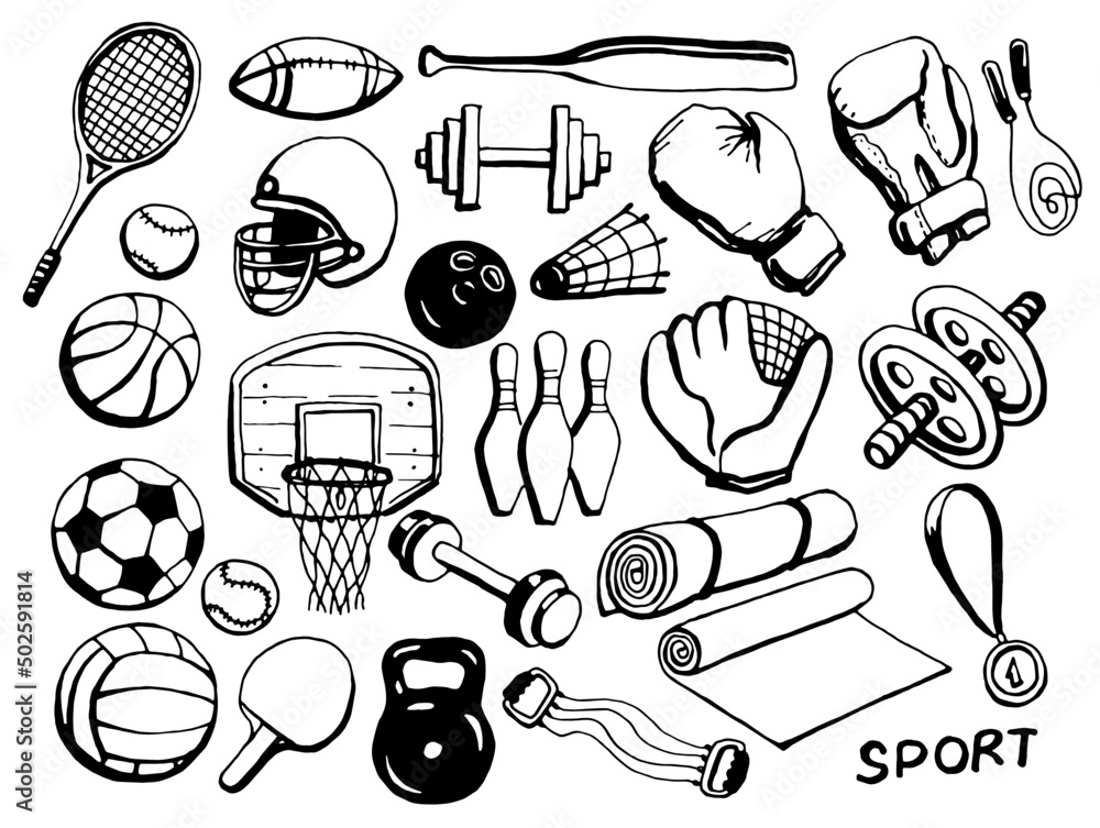 Sports equipment. Vector clipart. Isolated on transparent background