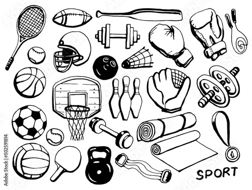 Sports equipment. Vector clipart. Isolated on transparent background