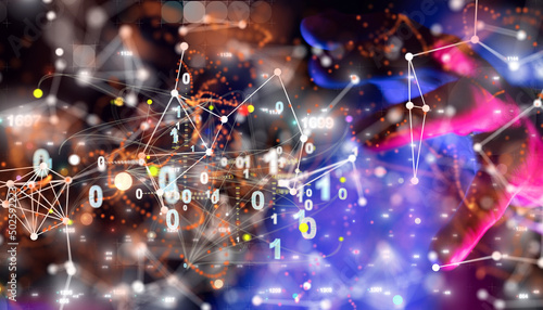Digital cyberspace with par...
