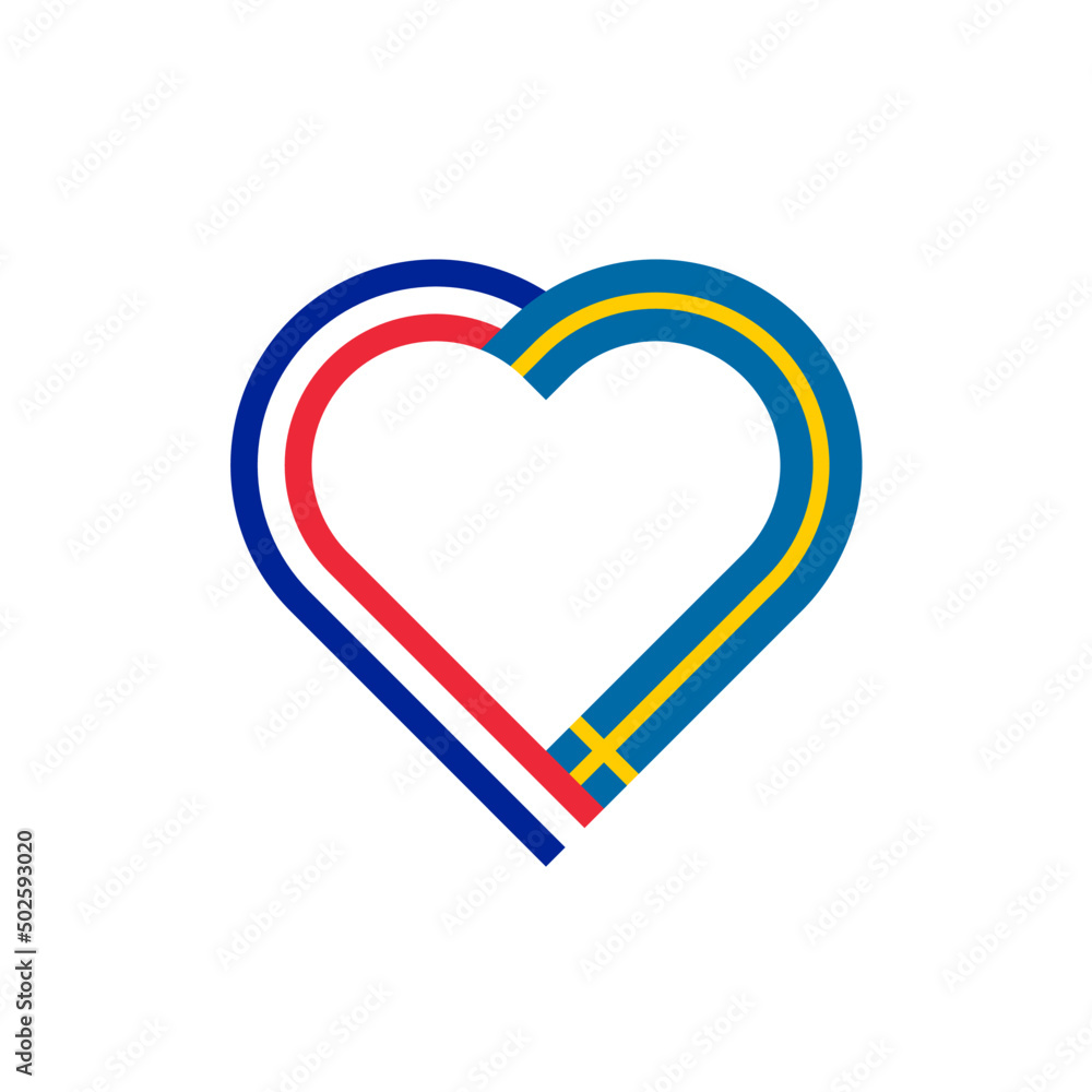 unity concept. heart ribbon icon of france and sweden flags. vector illustration isolated on white background