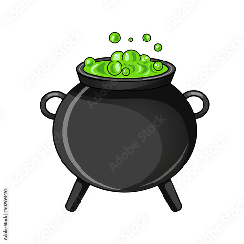 Vector Illustration of a Witch's Cauldron. Halloween Cartoon magic illustration.