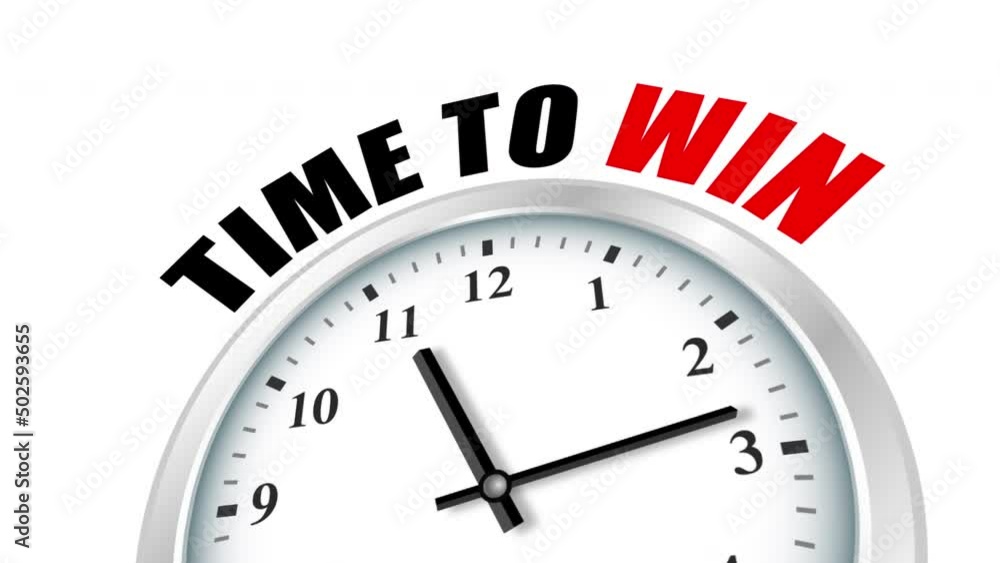 time to win concept animation.Clock and text.4K motion animation