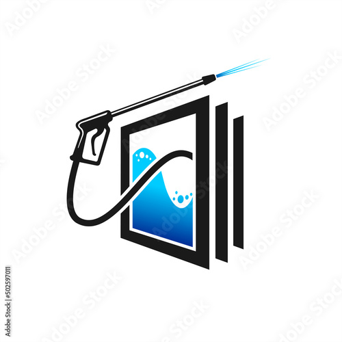 power wash logo with water reservoirs concept