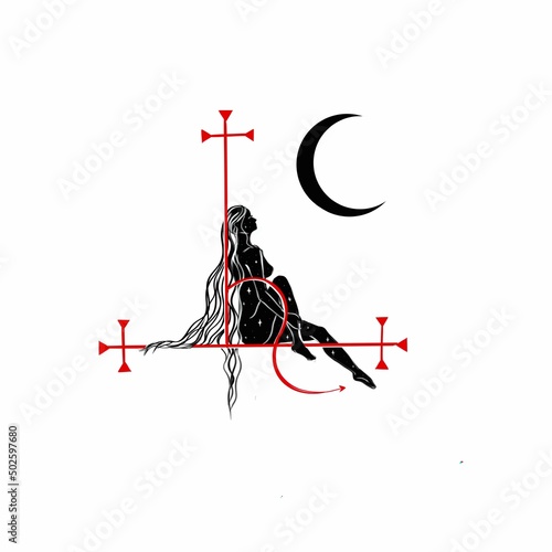red and black sigil of Lilith tattoo idea photo