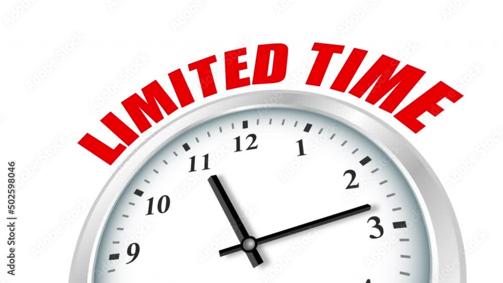 limited time concept animation.Clock and text.4K motion animation limited time concept animation.Clock and text.4K motion animation
