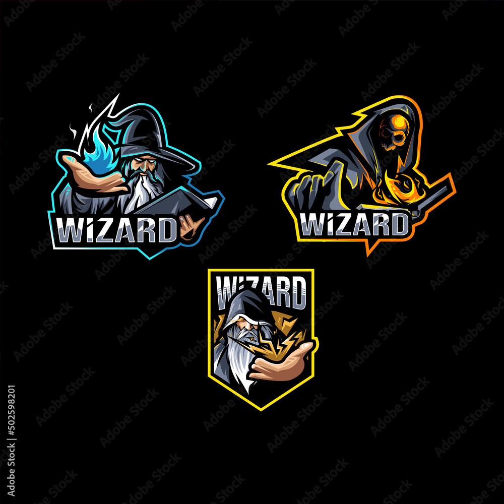 Wizard logo mascot collection design Wizard logo mascot collection design