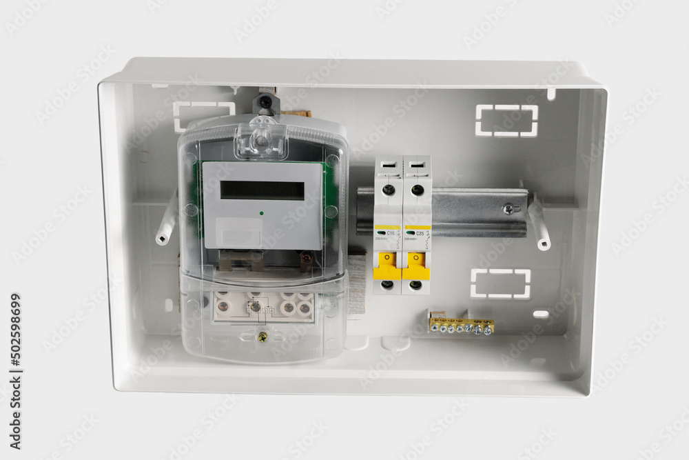 Obraz premium Electricity meter in the electrical panel.