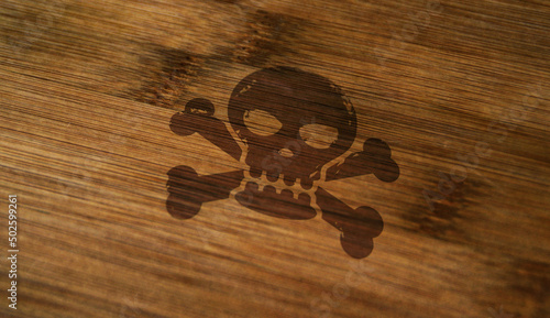 Картината върху платно Skull piracy and danger symbol stamp and stamping