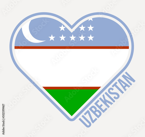 Uzbekistan heart flag badge. Made with Love from Uzbekistan logo. Flag of the country heart shape. Vector illustration.