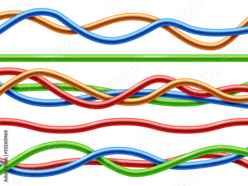Color realistic flexible cables collection