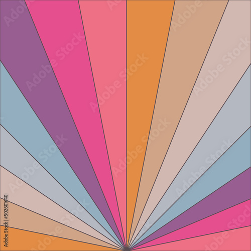 colourful stripy rays background in retro style with outline background 