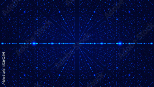 Futuristic infinity space background. Concept of universe with stardust. Galaxy backdrop consisting of moving glowing points. Vector illustration.