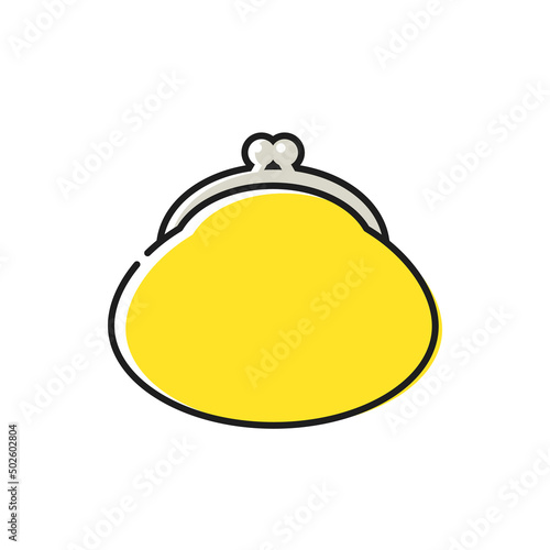 黄色のがま口タイプのお財布 - お金･家計･金運アップのイメージ素材