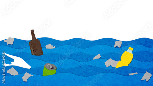 海や川に流出したゴミ　ペーパークラフト photo