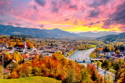 Blick über Bad Tölz, Deutsc...